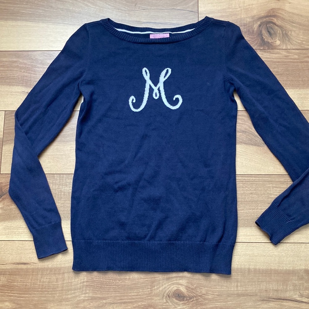 Lilly Pulitzer Marielle “M” Navy Sweater. Size S